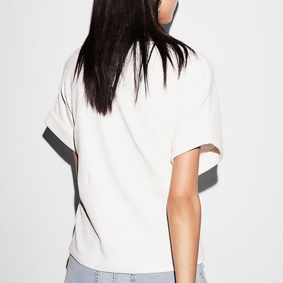 Express White Tie-Waist Oversized Top Size XS - Picture 12 of 12